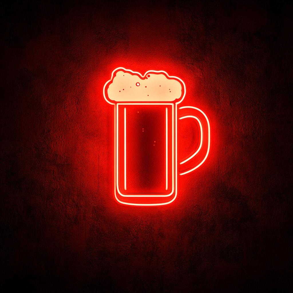 Clinking Beer Mugs - Red Neon Sign, 24 Inches
