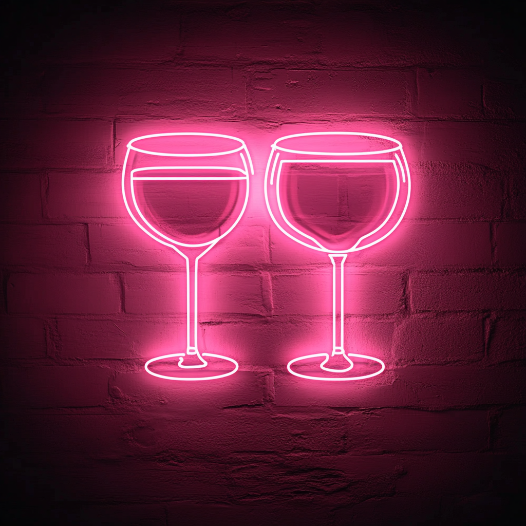Clinking Cocktail Glasses - Pink Neon Sign, 24 Inches