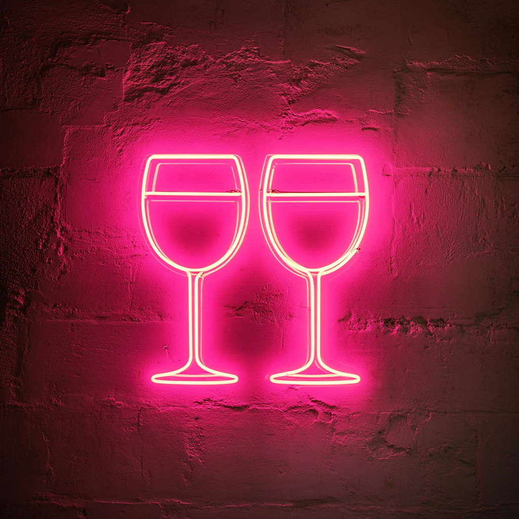 Clinking Cocktail Glasses - Pink Neon Sign, 24 Inches
