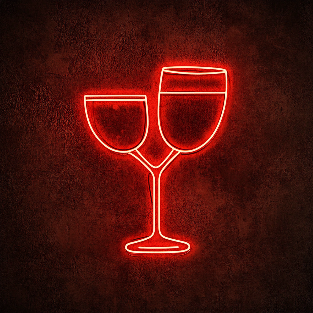 Clinking Cocktail Glasses - Red Neon Sign, 24 Inches