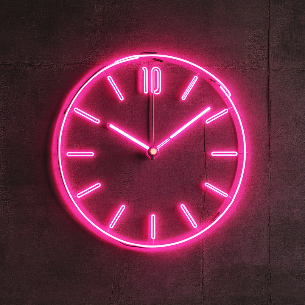 Clock Outline - Pink Neon Sign, 24 Inches