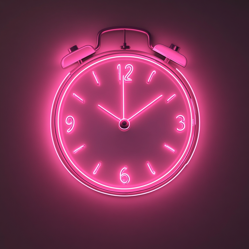 Clock Outline - Pink Neon Sign, 24 Inches