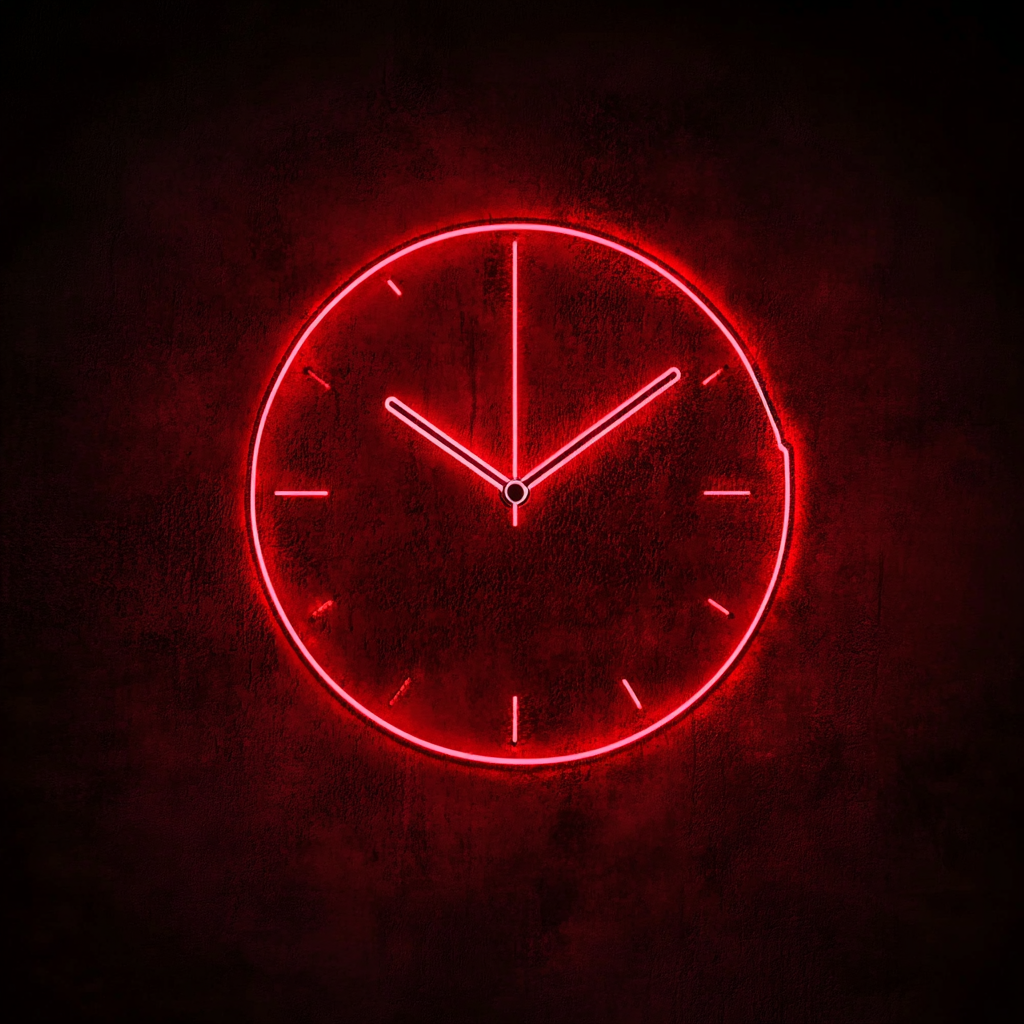 Clock Outline - Red Neon Sign, 24 Inches