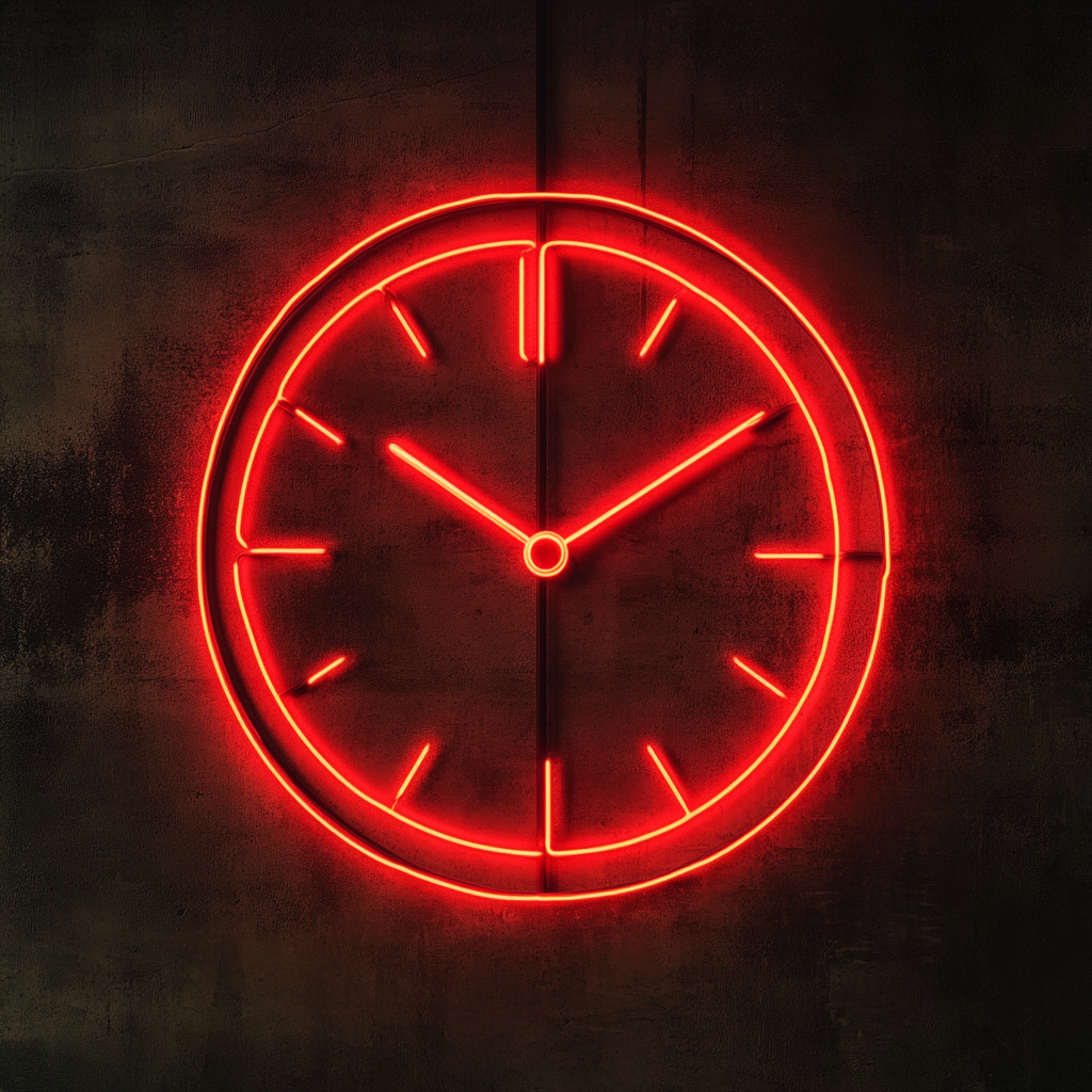 Clock Outline - Red Neon Sign, 24 Inches