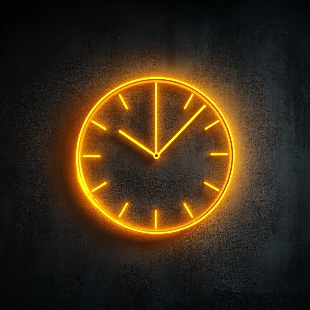 Clock Outline - Yellow Neon Sign, 18 Inches
