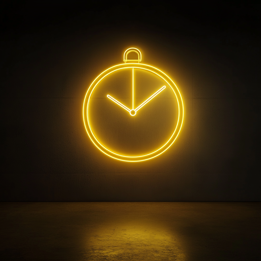 Clock Outline - Yellow Neon Sign, 18 Inches