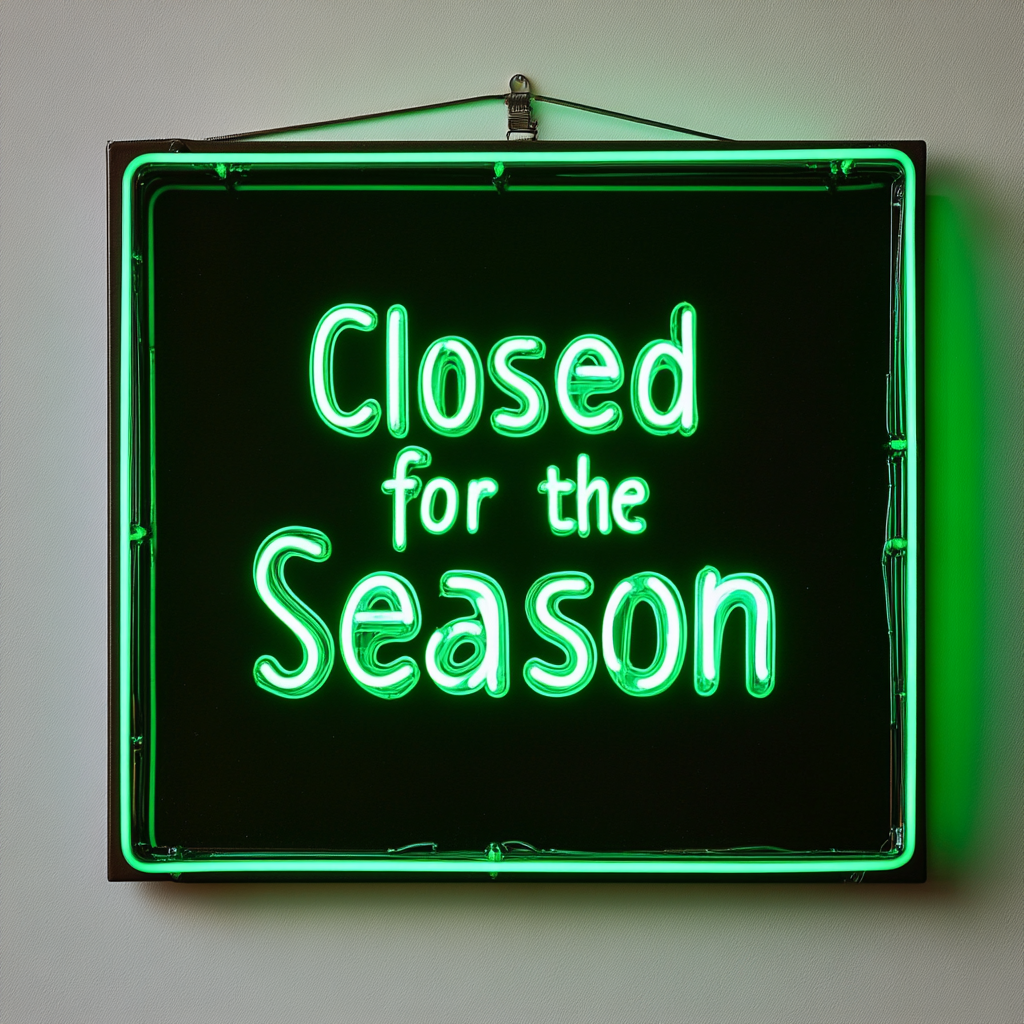 Closed for the Season - Green Neon Sign, 18 Inches