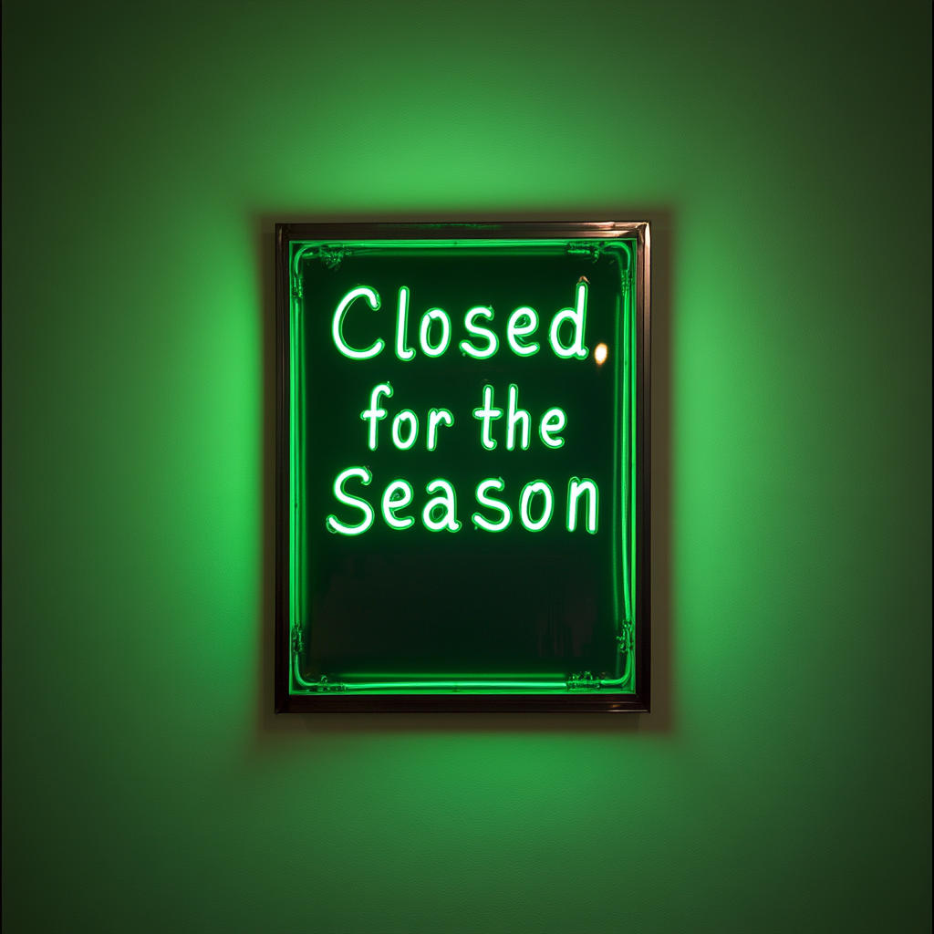 Closed for the Season - Green Neon Sign, 18 Inches