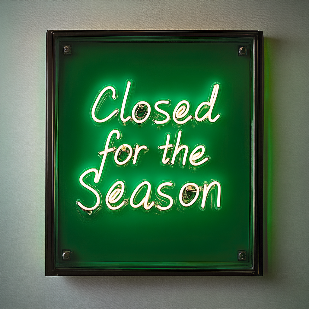 Closed for the Season - Green Neon Sign, 18 Inches