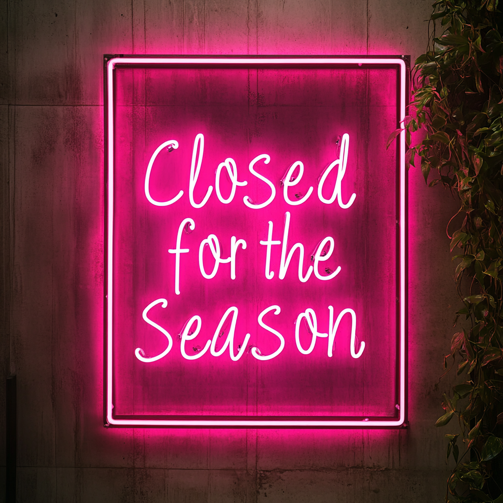 Closed for the Season - Pink Neon Sign, 18 Inches