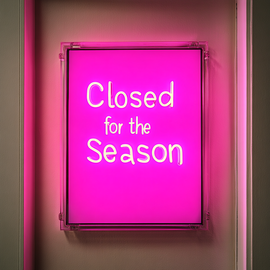 Closed for the Season - Pink Neon Sign, 18 Inches