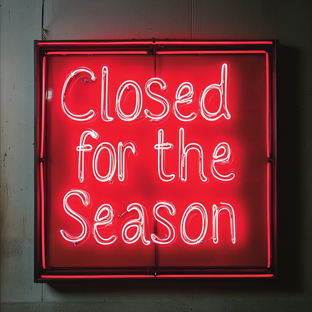 Closed for the Season - Red Neon Sign, 18 Inches