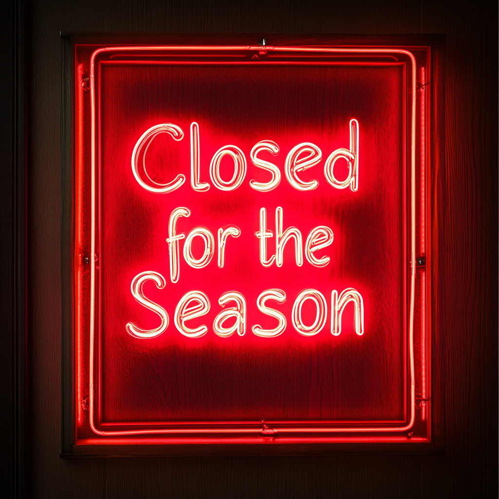 Closed for the Season - Red Neon Sign, 18 Inches