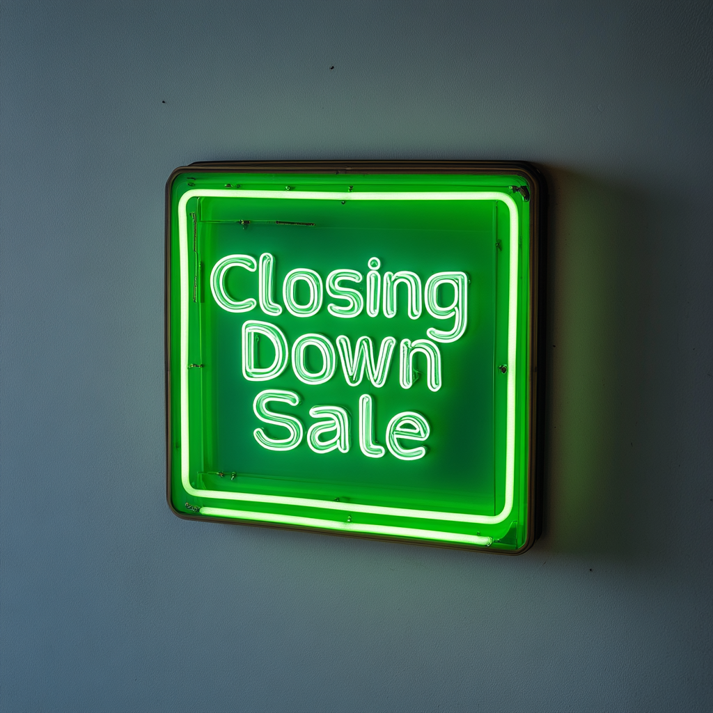 "Closing Down Sale" - Green Neon Sign, 24 Inches