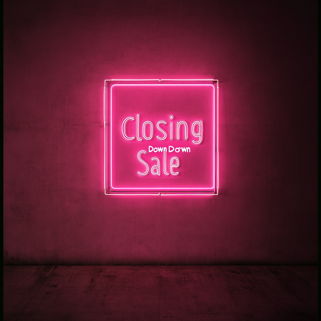 "Closing Down Sale" - Pink Neon Sign, 24 Inches