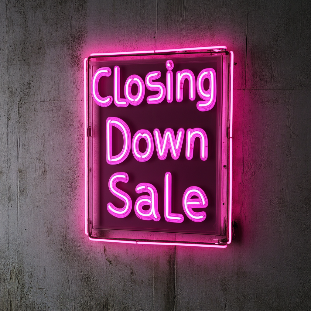 "Closing Down Sale" - Pink Neon Sign, 24 Inches
