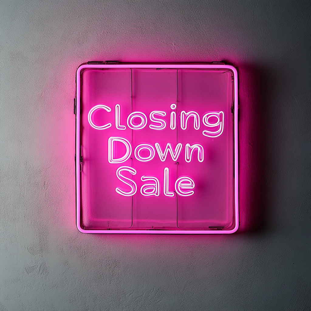 "Closing Down Sale" - Pink Neon Sign, 24 Inches