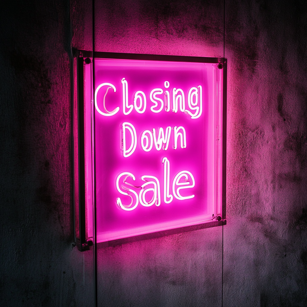 "Closing Down Sale" - Pink Neon Sign, 24 Inches