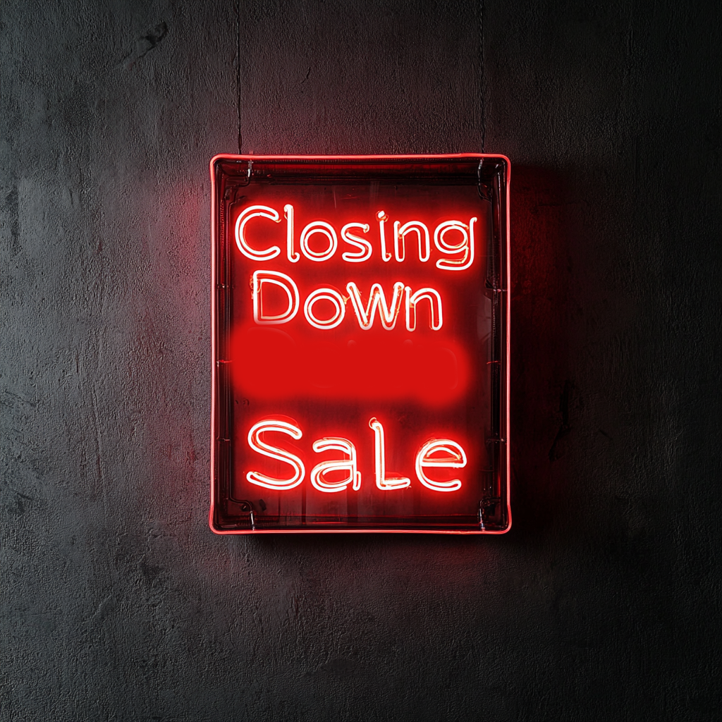 "Closing Down Sale" - Red Neon Sign, 24 Inches