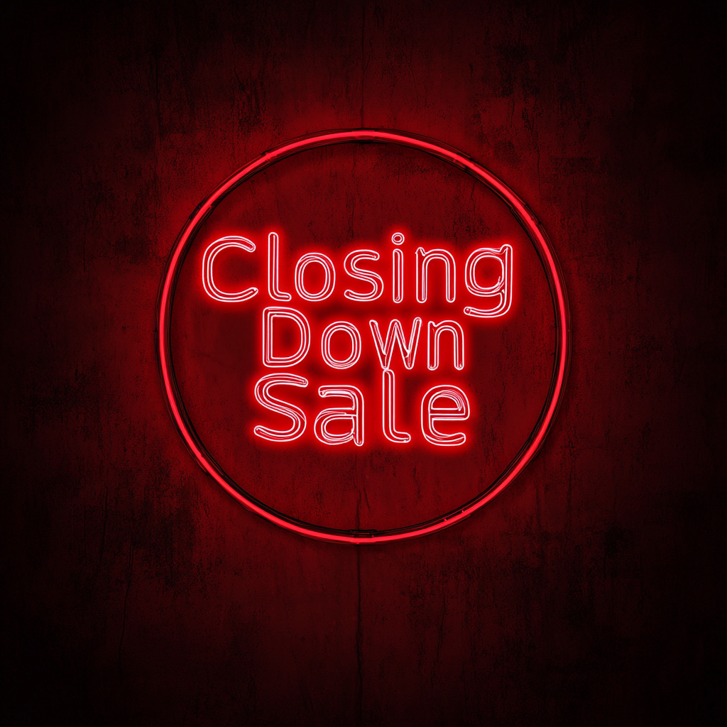 "Closing Down Sale" - Red Neon Sign, 24 Inches