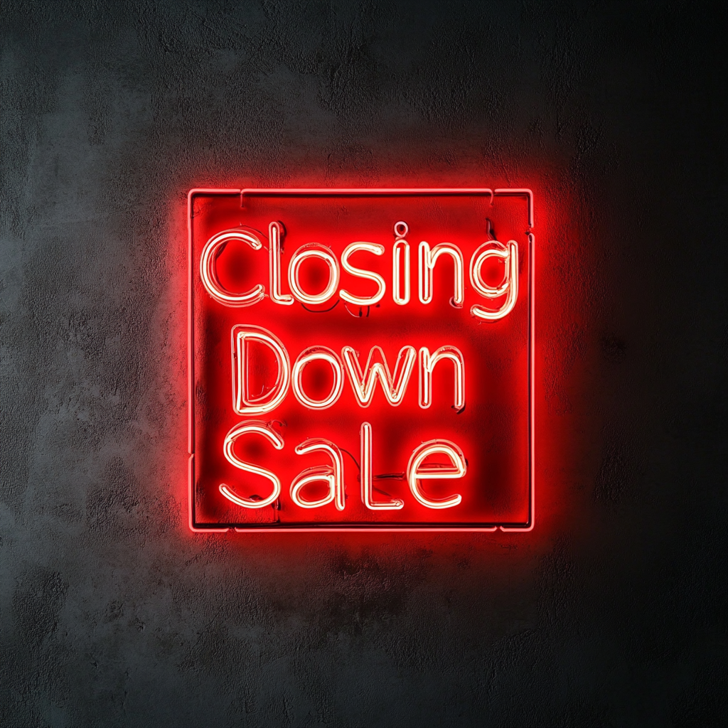 "Closing Down Sale" - Red Neon Sign, 24 Inches