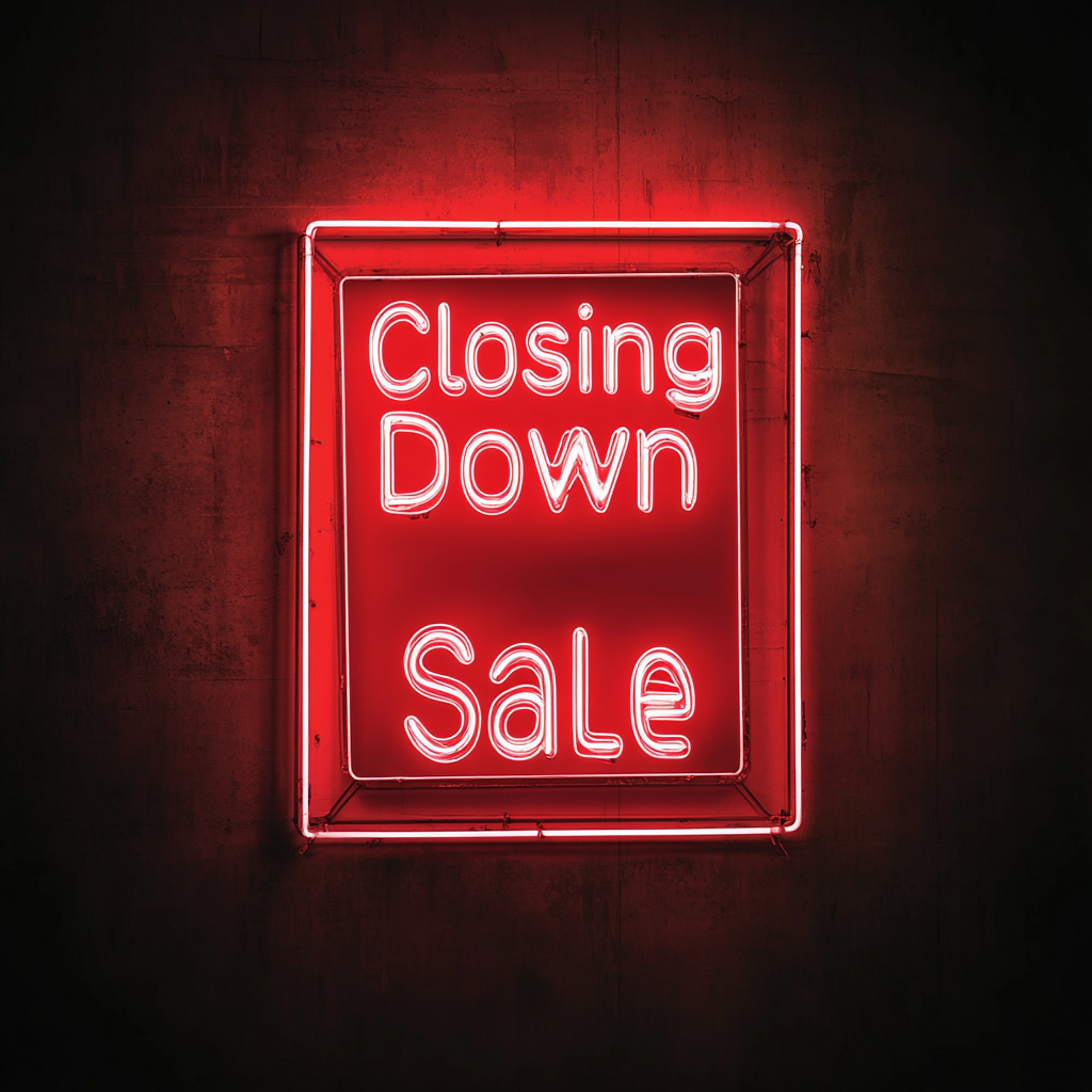 "Closing Down Sale" - Red Neon Sign, 24 Inches