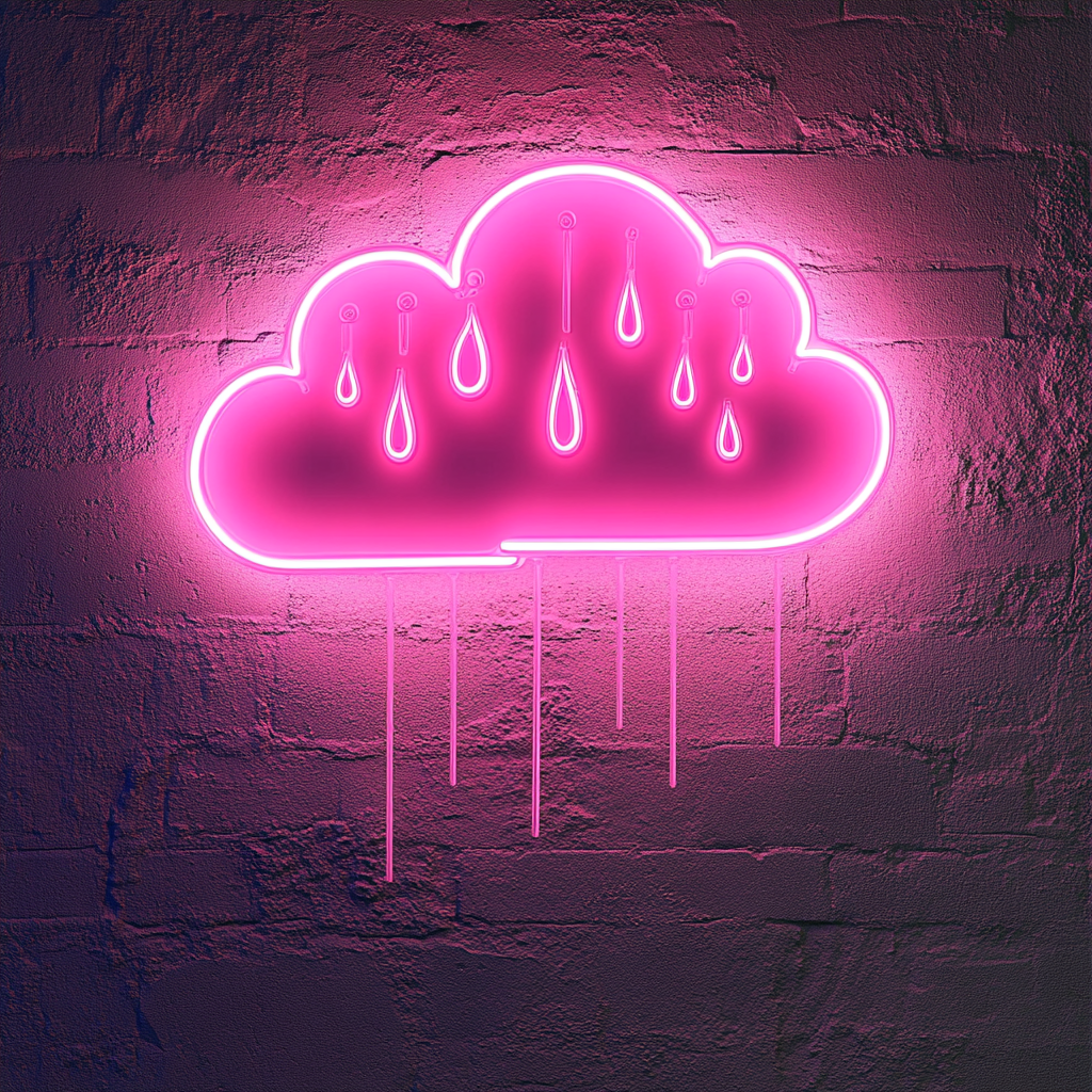 Cloud with Raindrops - Pink Neon Sign, 24 Inches