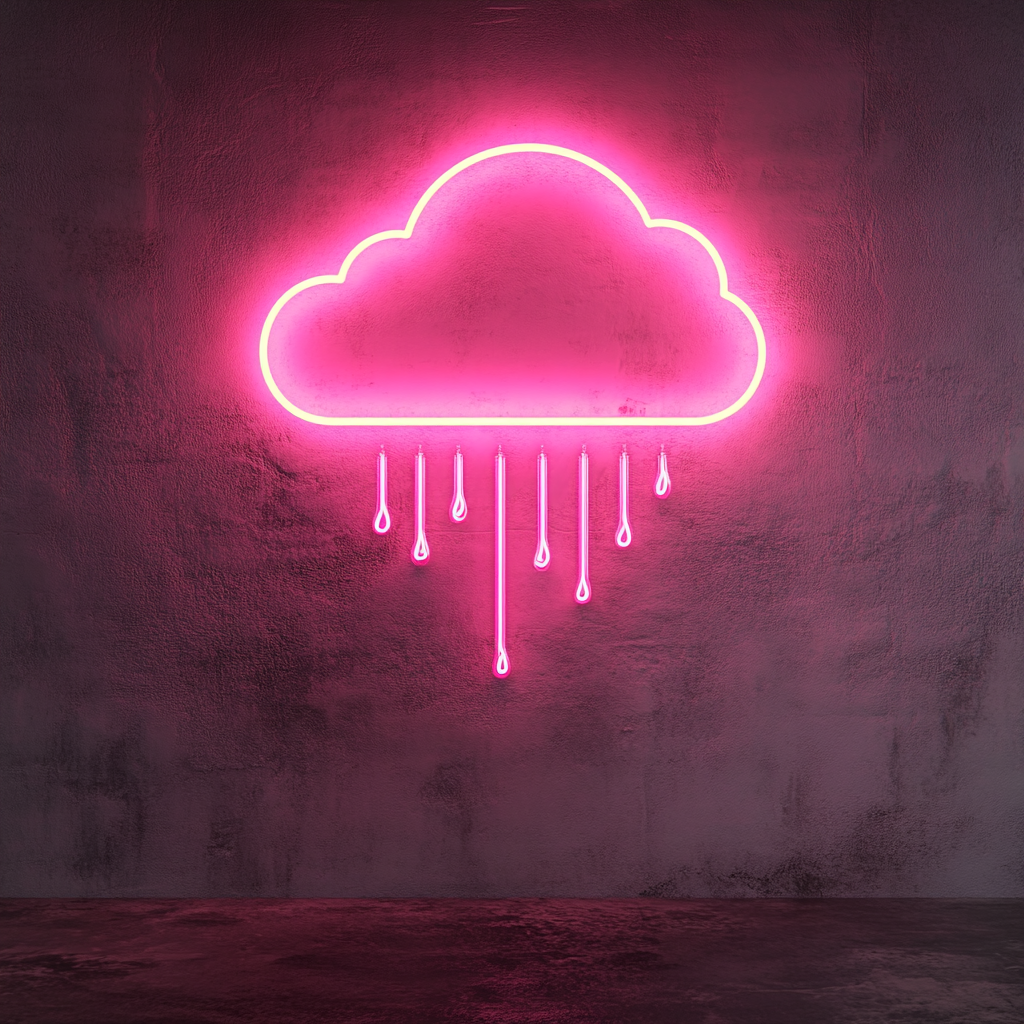 Cloud with Raindrops - Pink Neon Sign, 18 Inches