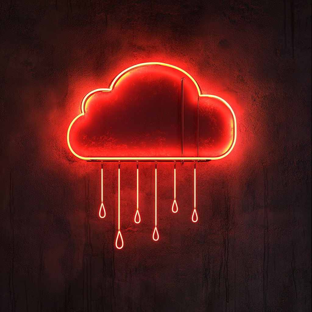 Cloud with Raindrops - Red Neon Sign, 18 Inches