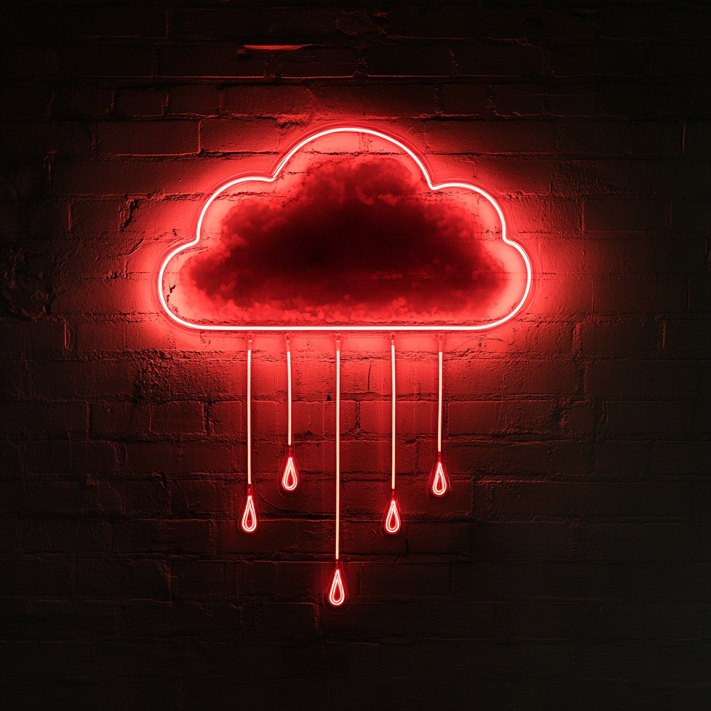 Cloud with Raindrops - Red Neon Sign, 24 Inches