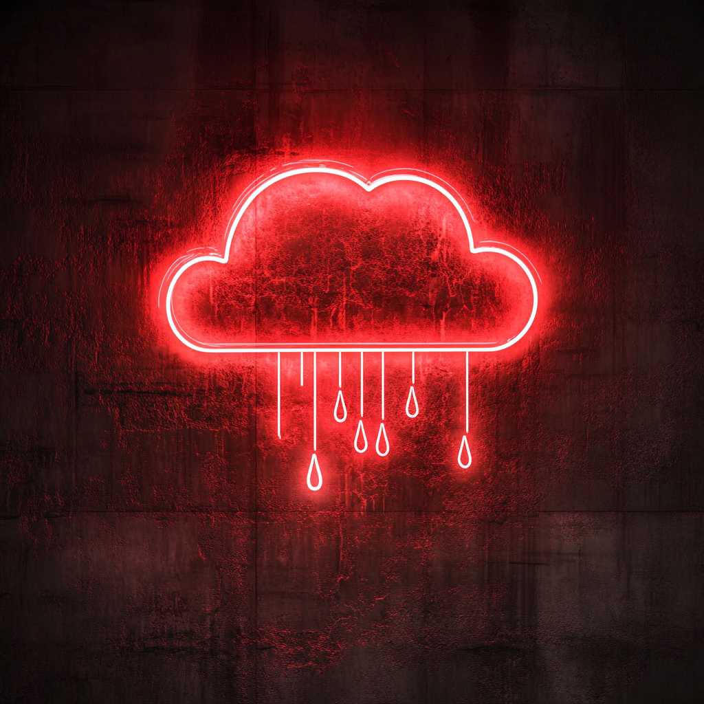 Cloud with Raindrops - Red Neon Sign, 24 Inches