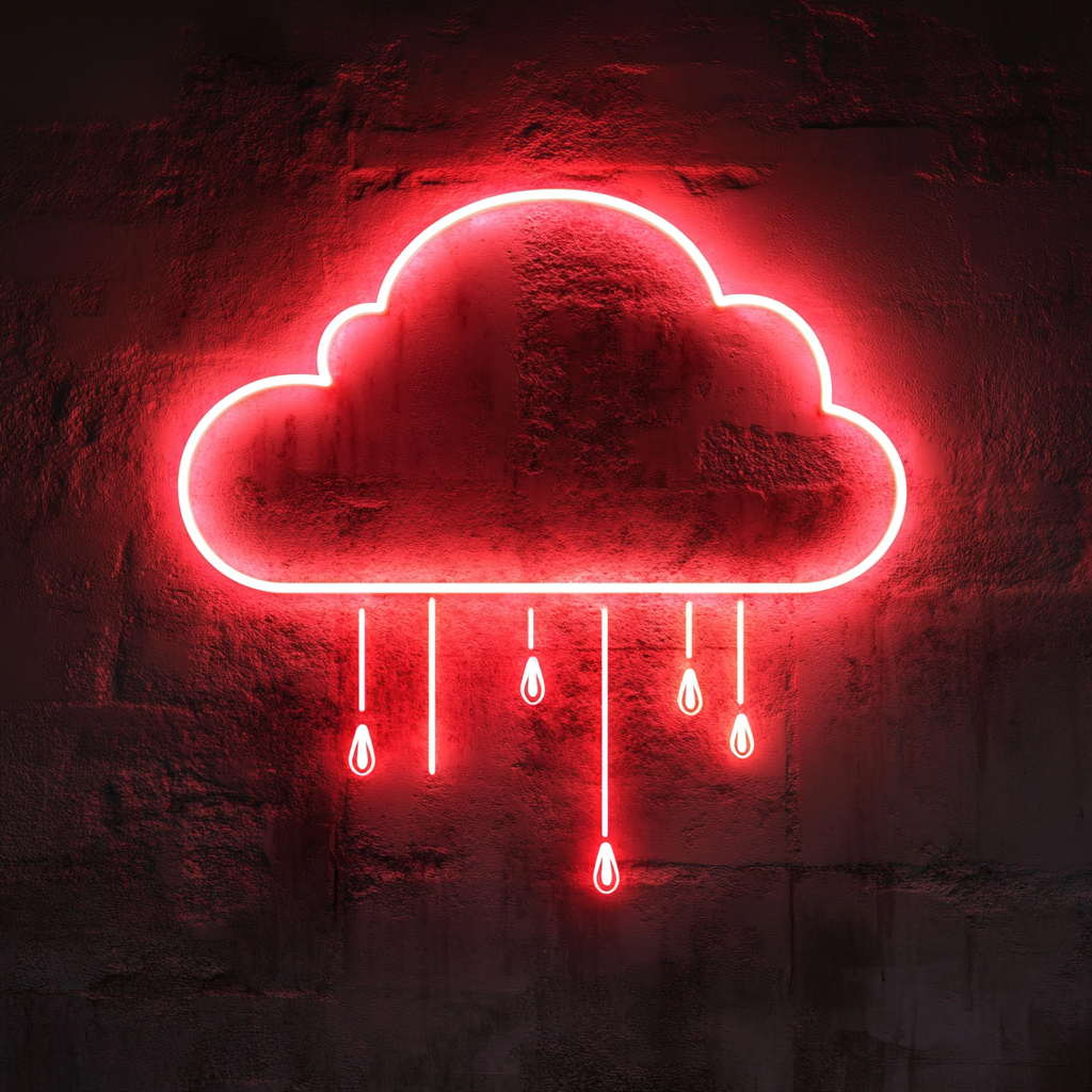 Cloud with Raindrops - Red Neon Sign, 18 Inches
