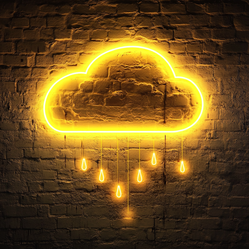 Cloud with Raindrops - Yellow Neon Sign, 18 Inches