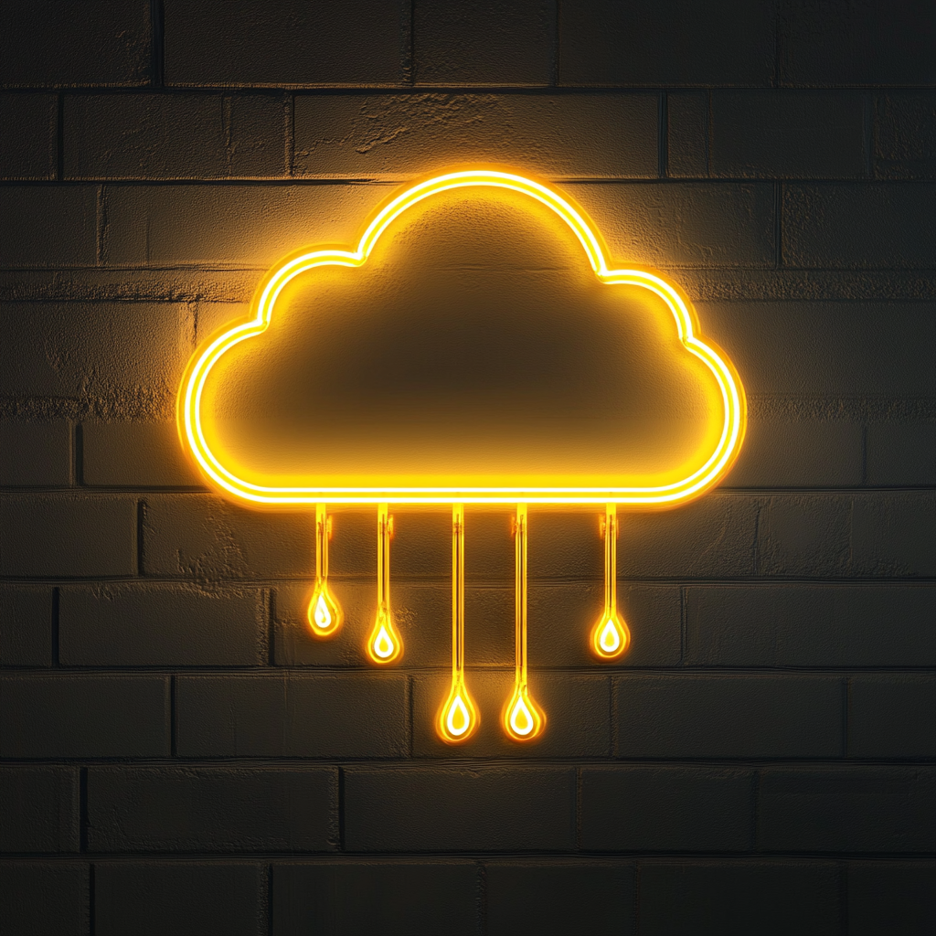 Cloud with Raindrops - Yellow Neon Sign, 24 Inches