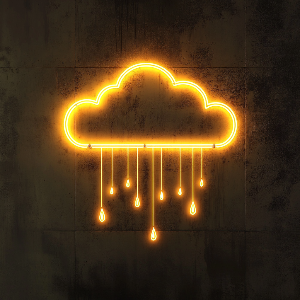 Cloud with Raindrops - Yellow Neon Sign, 24 Inches