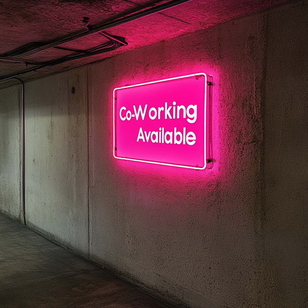 "Co-Working Available" - Pink Neon Sign, 24 Inches