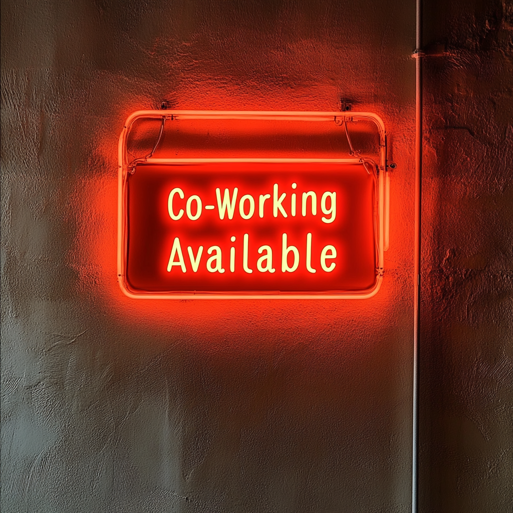 "Co-Working Available" - Red Neon Sign, 24 Inches