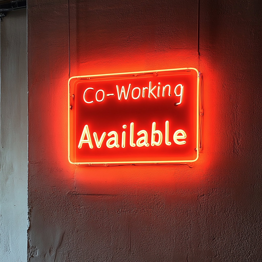 "Co-Working Available" - Red Neon Sign, 24 Inches