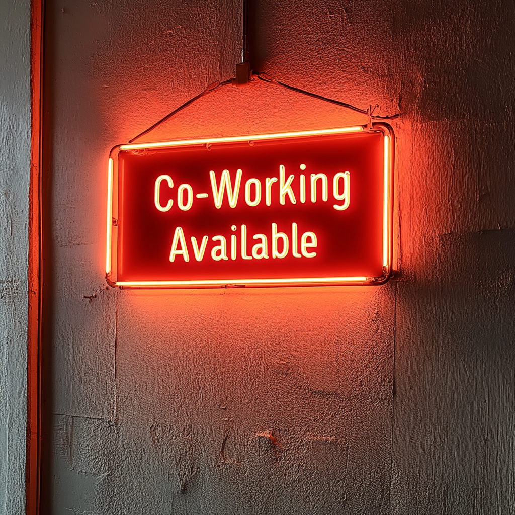 "Co-Working Available" - Red Neon Sign, 18 Inches