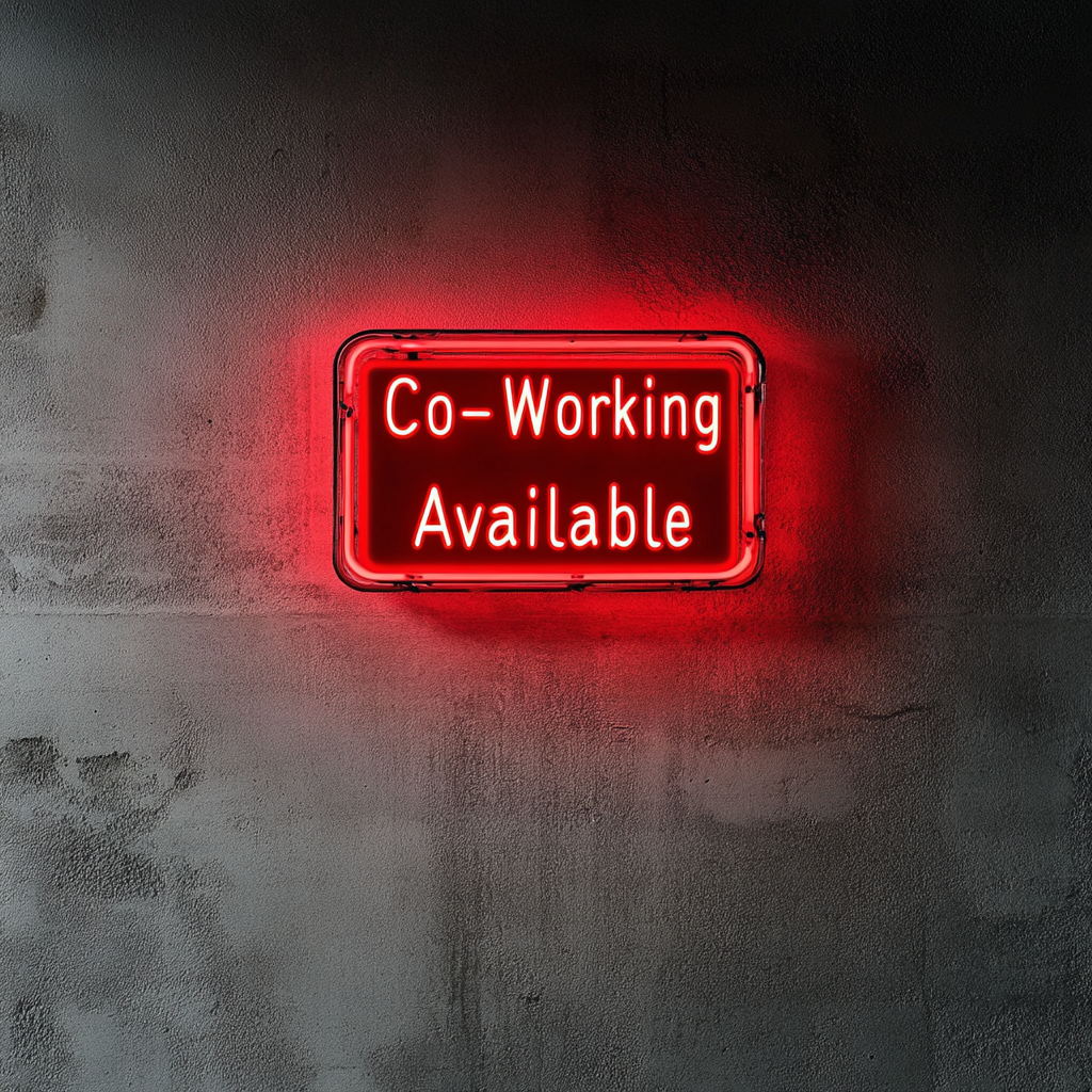 "Co-Working Available" - Red Neon Sign, 18 Inches