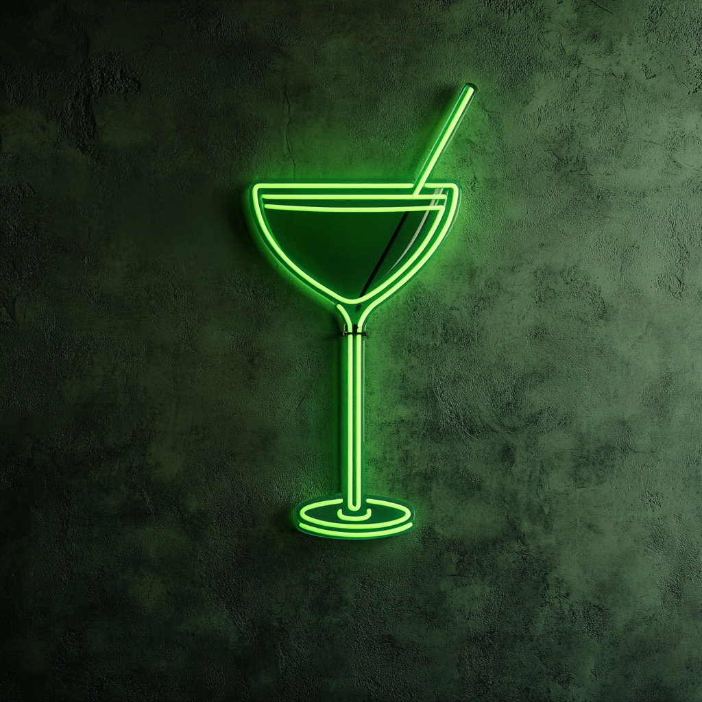 Cocktail Glass - Green Neon Sign, 18 Inches
