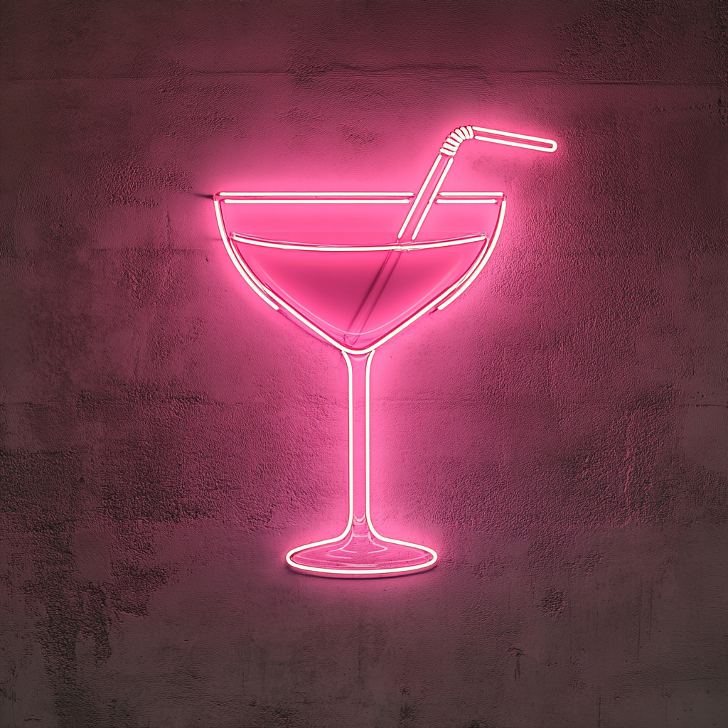 Cocktail Glass - Pink Neon Sign, 18 Inches