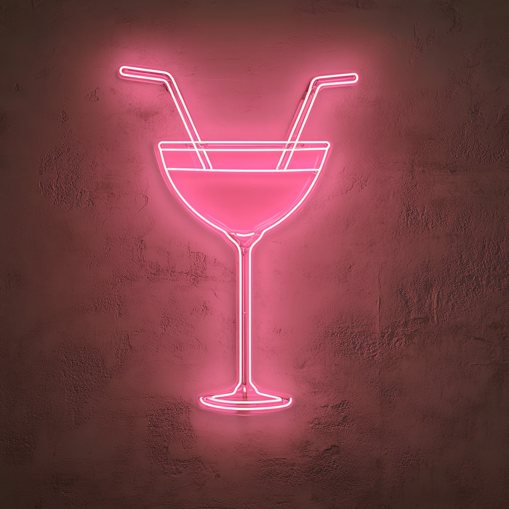 Cocktail Glass - Pink Neon Sign, 24 Inches