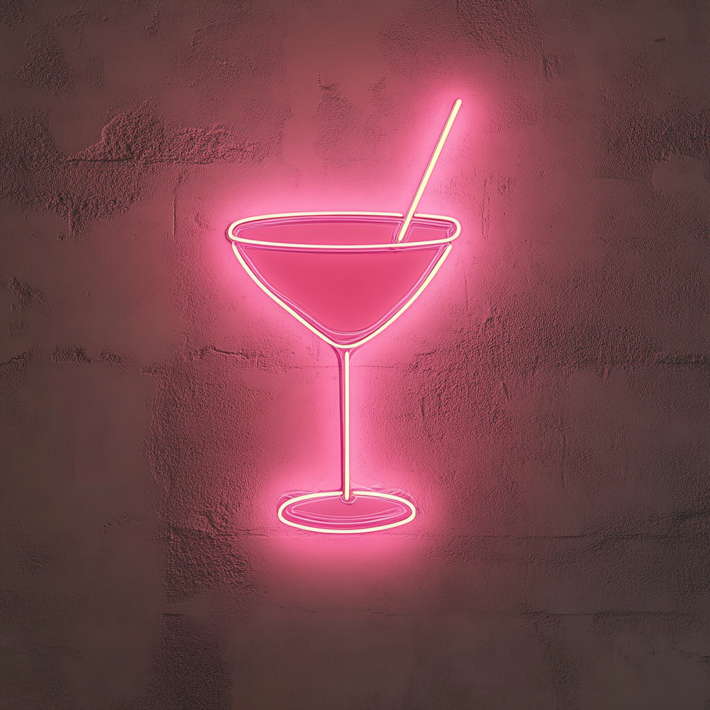 Cocktail Glass - Pink Neon Sign, 24 Inches