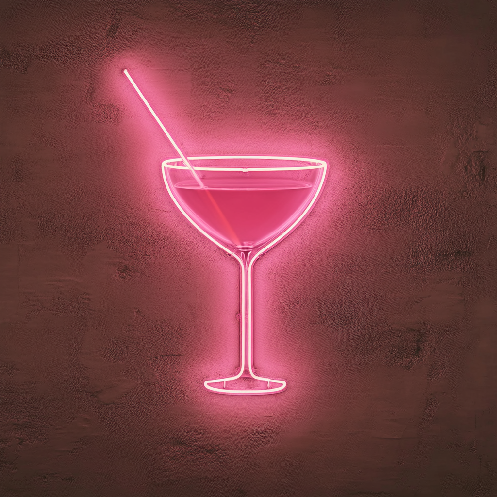 Cocktail Glass - Pink Neon Sign, 18 Inches