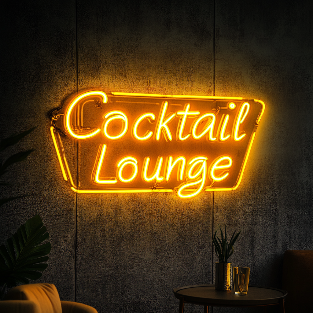 "Cocktail Lounge" - Yellow Neon Sign, 24 Inches