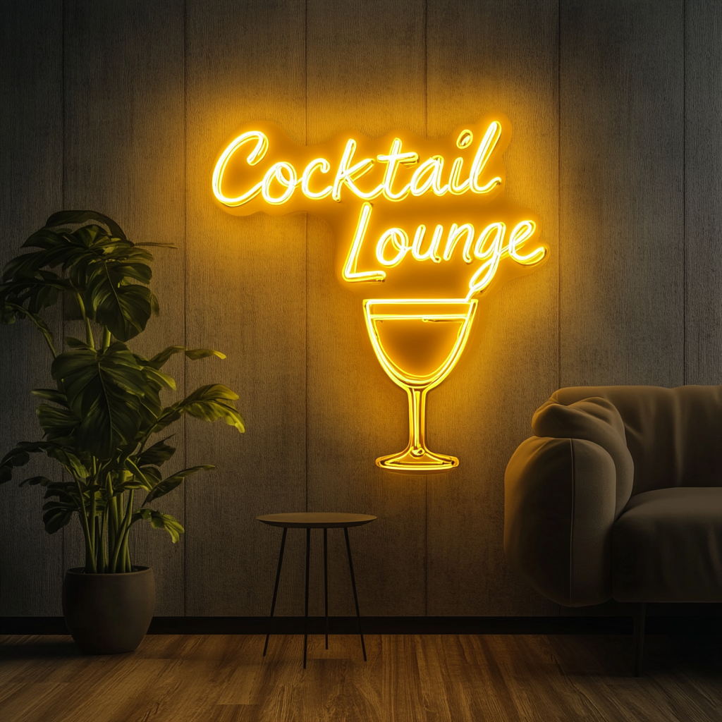 "Cocktail Lounge" - Yellow Neon Sign, 24 Inches