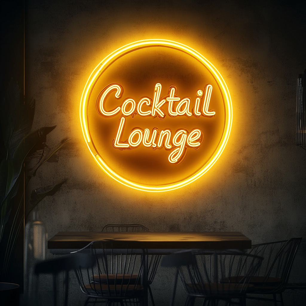 "Cocktail Lounge" - Yellow Neon Sign, 24 Inches