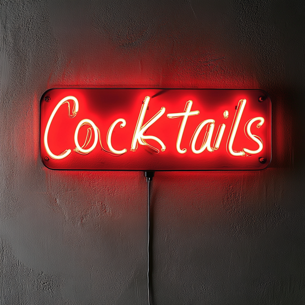 Cocktails - Red Neon Sign, 18 Inches