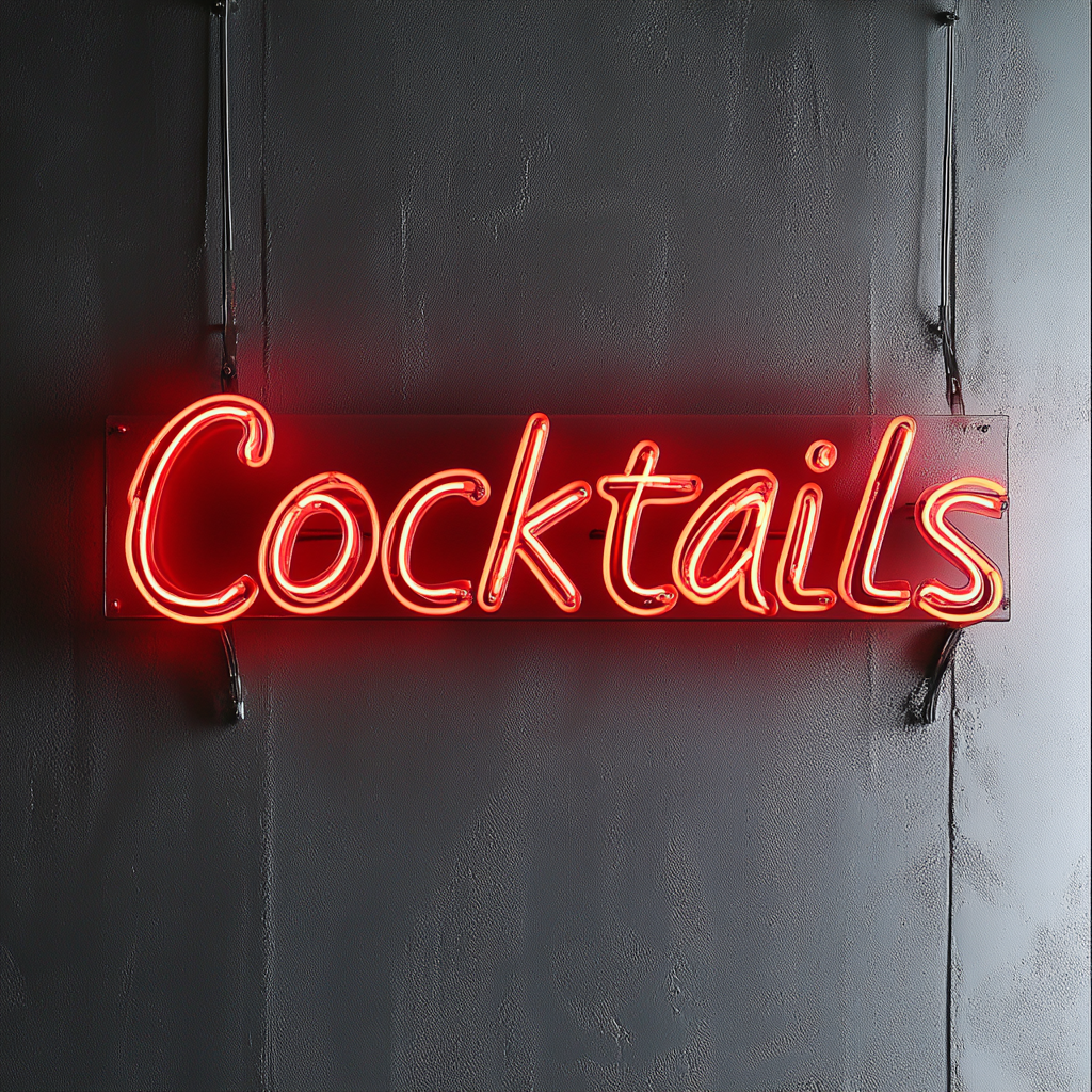 Cocktails - Red Neon Sign, 24 Inches